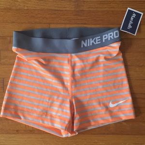 Nike Pro Striped Spandex Orange and Grey